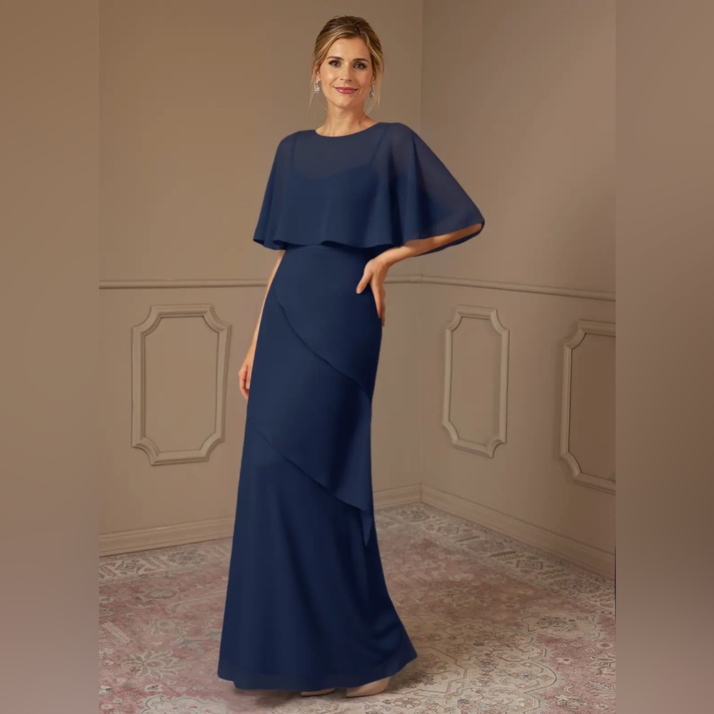 Azazie Bowie Navy Blue Evening Gown